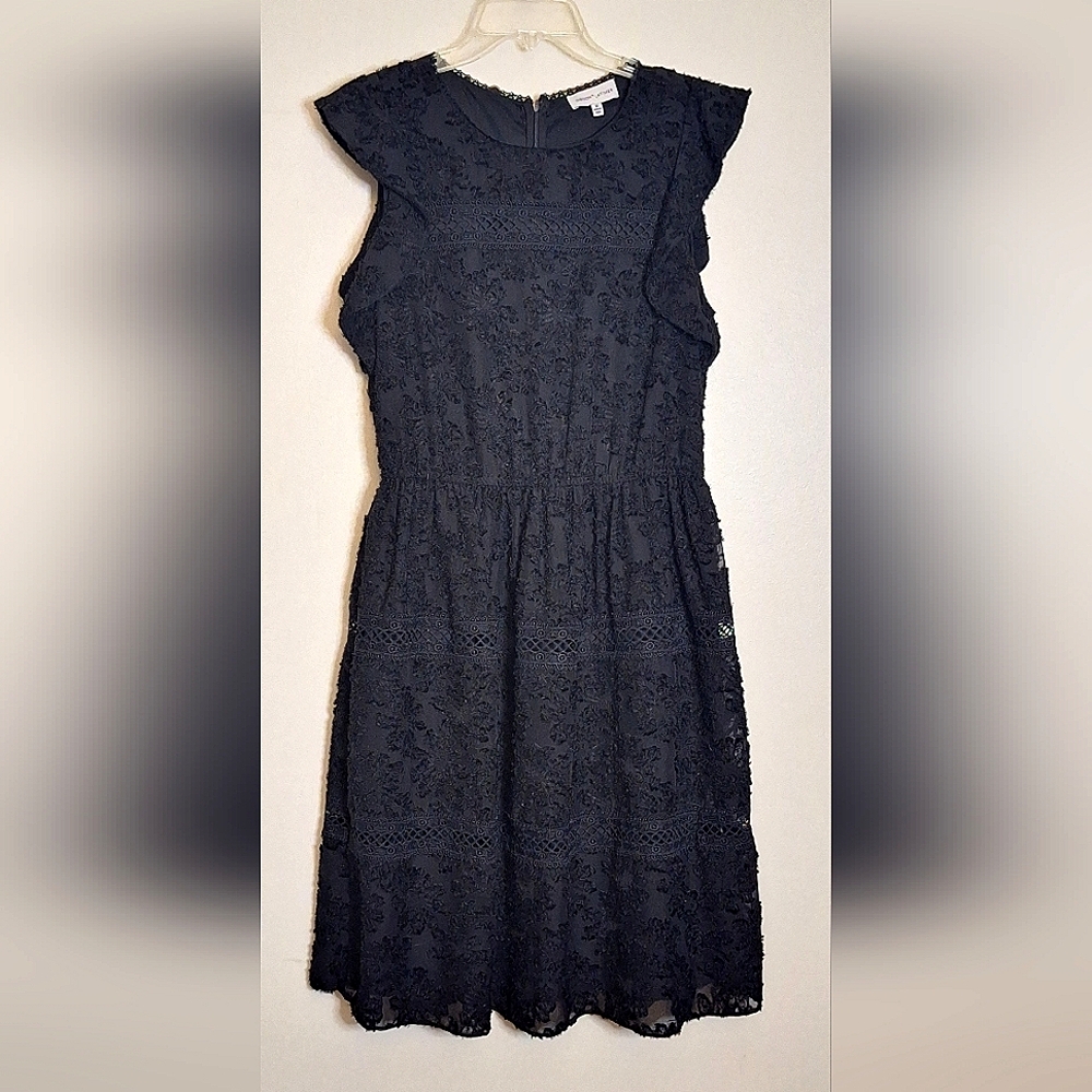 Gibson x Latimer Flocked Lace Fit & Flare Dress